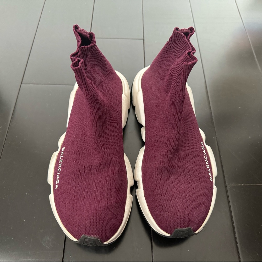 Balenciaga Speed Knit Sock Sneaker, Burgundy, Size 37